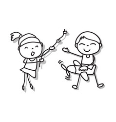 Hand drawing happy people happiness kids concept Vector Image