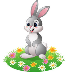 Happy bunny cartoon in the hole Royalty Free Vector Image