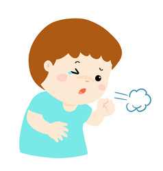 Little boy coughing cartoon Royalty Free Vector Image