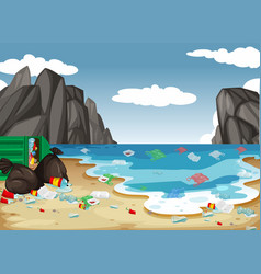 Water pollution with plastic bags in ocean Vector Image