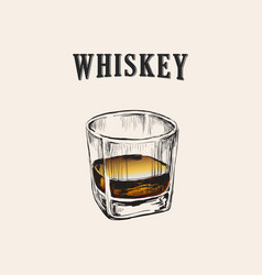 Whiskey glass hand drawn drink Royalty Free Vector Image