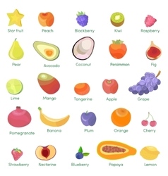 Set of colorful cartoon fruit icons apple pear Vector Image