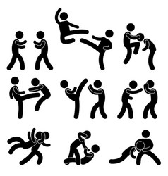 Thai boxer and wrestling silhouette Royalty Free Vector