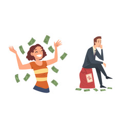 Rich and wealthy man and woman character Vector Image