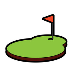 Cartoon golf flag with hole grass field Royalty Free Vector