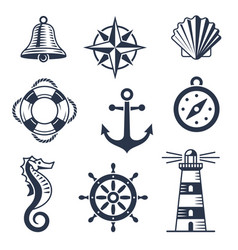 Black anchor icons set Royalty Free Vector Image