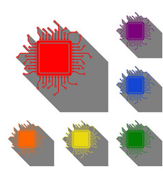 Cpu microprocessor red icon Royalty Free Vector Image