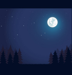 Forest silhouette at the night time Royalty Free Vector