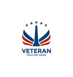 Set emblem american veteran logo design Royalty Free Vector