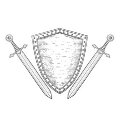 Shield with swords hand drawn sketch Royalty Free Vector