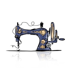 Collection retro sewing machine sketch for your Vector Image