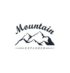 Black and white mountain explorer adventure logo Vector Image