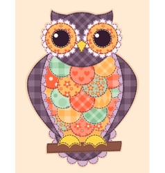 Colored isolated patchwork owl Royalty Free Vector Image