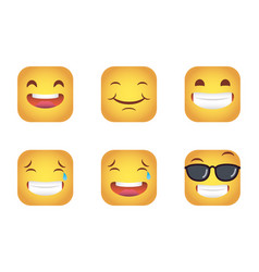 Set squares emoticons faces characters Royalty Free Vector