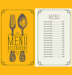 Menu template with cutlery Royalty Free Vector Image