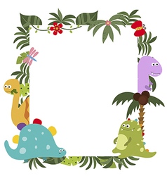 Frame with cartoon dinosaur Royalty Free Vector Image