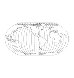 World map in robinson projection with meridians Vector Image