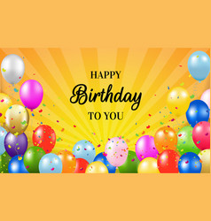 Happy birthday banner with balloons transparent Vector Image