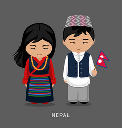 Indonesians in national dress with a flag Vector Image