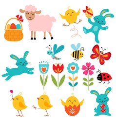 Cute easter design elements Royalty Free Vector Image