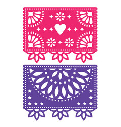 Mexican papel picado template design set Vector Image