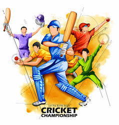 Batsman and bowler playing cricket championship Vector Image