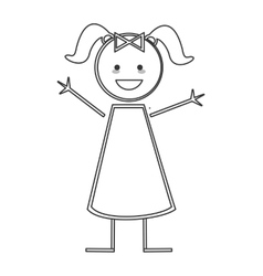 Happy girl icon stick figure Royalty Free Vector Image