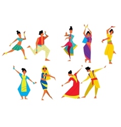 Silhouettes indian dancers in mehndi style Vector Image