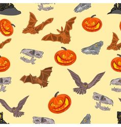 Halloween symbols pumpkin skull bat owl Royalty Free Vector