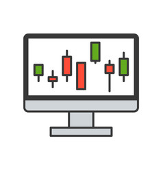 Candlestick chart on computer screen data report Vector Image