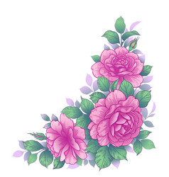 Hand drawn dog-rose bunch with pink flowers Vector Image