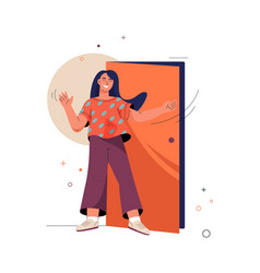 Girl Open The Door Vector Images Over 4