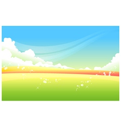 Green landscape blue sky Royalty Free Vector Image