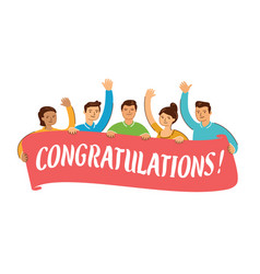 Congratulations card happy people congratulate Vector Image