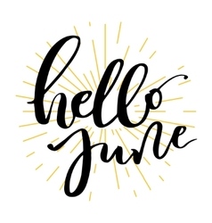 Hello july lettering print Royalty Free Vector Image