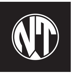 Nt logo monogram with piece circle ribbon style Vector Image