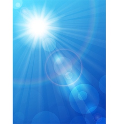 Sun holding rainbow on blue sky Royalty Free Vector Image