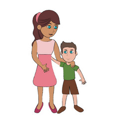 Mom and son cartoon Royalty Free Vector Image - VectorStock