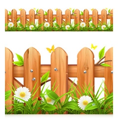 Border with fence and grass green can be repeated Vector Image