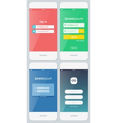 Beautiful examples login forms for apps Royalty Free Vector