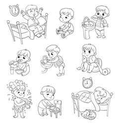 Daily Routine Activities for Baby Cartoon Vector Images (50)