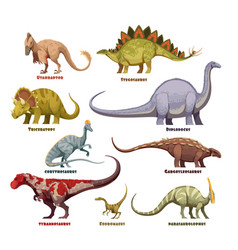 Dinosaurs set tyrannosaurus rex triceratops Vector Image