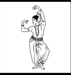 Outline sketch of indian woman dancer dancing Vector Image