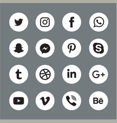 Social media white circular icons set Royalty Free Vector