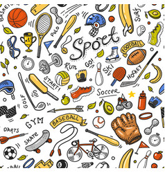 Sport seamless pattern icons doodle style Vector Image