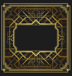 Art Deco Style Geometric Frame Border Design Gold Vector Image