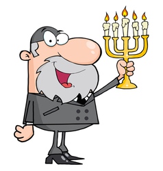 Rabbi man holding up a menorah Royalty Free Vector Image