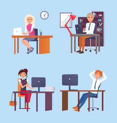 Man and woman working on computer image Royalty Free Vector