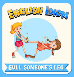 English idiom with picture description for pull Vector Image