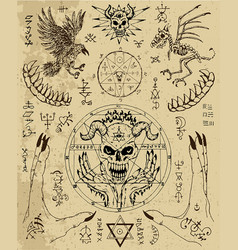 Graphic set with esoteric symbols and Royalty Free Vector